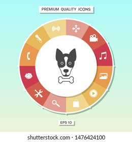 Dog with bone- logo, symbol, protect sign, icon. Meals for pet