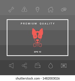 Dog with bone- logo, symbol, protect sign, icon. Meals for pet