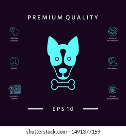 Dog with bone- logo, symbol, protect sign, icon. Meals for pet