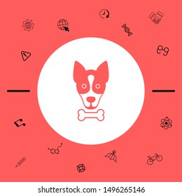 Dog with bone- logo, symbol, protect sign, icon. Meals for pet