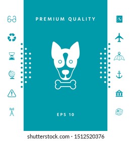Dog with bone- logo, symbol, protect sign, icon. Meals for pet