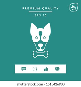 Dog with bone- logo, symbol, protect sign, icon. Meals for pet