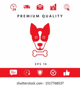Dog with bone- logo, symbol, protect sign, icon. Meals for pet