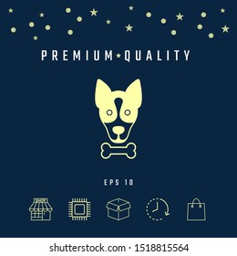 Dog with bone- logo, symbol, protect sign, icon. Meals for pet