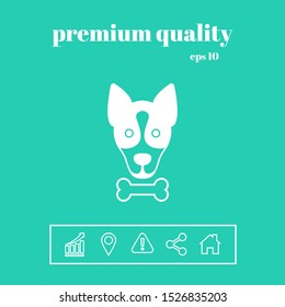Dog with bone- logo, symbol, protect sign, icon. Meals for pet