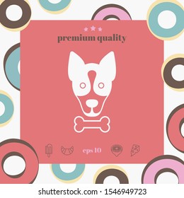 Dog with bone- logo, symbol, protect sign, icon. Meals for pet