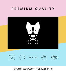 Dog with bone- logo, symbol, protect sign, icon. Meals for pet
