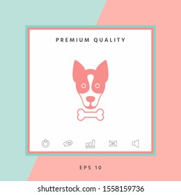 Dog with bone- logo, symbol, protect sign, icon. Meals for pet