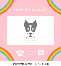 Dog with bone- logo, symbol, protect sign, icon. Meals for pet
