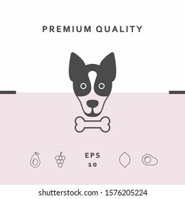 Dog with bone- logo, symbol, protect sign, icon. Meals for pet