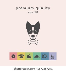 Dog with bone- logo, symbol, protect sign, icon. Meals for pet