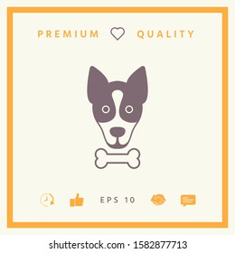 Dog with bone- logo, symbol, protect sign, icon. Meals for pet