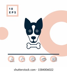 Dog with bone- logo, symbol, protect sign, icon. Meals for pet