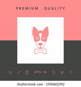 Dog with bone- logo, symbol, protect sign, icon. Meals for pet