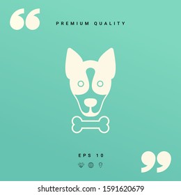 Dog with bone- logo, symbol, protect sign, icon. Meals for pet