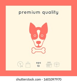 Dog with bone- logo, symbol, protect sign, icon. Meals for pet