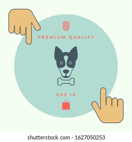 Dog with bone- logo, symbol, protect sign, icon. Meals for pet