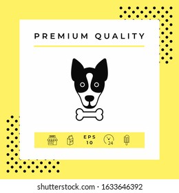 Dog with bone- logo, symbol, protect sign, icon. Meals for pet