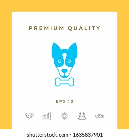 Dog with bone- logo, symbol, protect sign, icon. Meals for pet