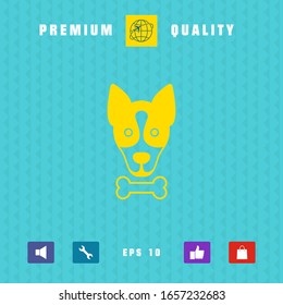 Dog with bone- logo, symbol, protect sign, icon. Meals for pet