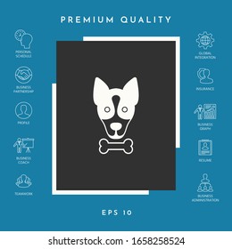 Dog with bone- logo, symbol, protect sign, icon. Meals for pet