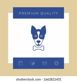 Dog with bone- logo, symbol, protect sign, icon. Meals for pet