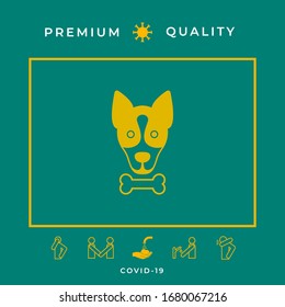 Dog with bone- logo, symbol, protect sign, icon. Meals for pet