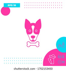 Dog with bone- logo, symbol, protect sign, icon. Meals for pet