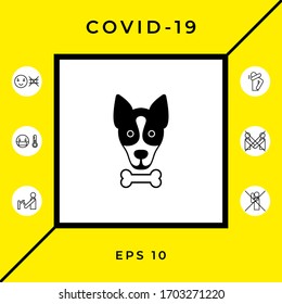 Perro con logotipo óseo, símbolo, signo de protección, icono. Comidas para mascotas