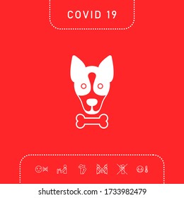 Dog with bone- logo, symbol, protect sign, icon. Meals for pet