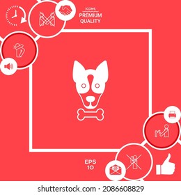Dog with bone- logo, symbol, protect sign, icon. Meals for pet. Element for your design