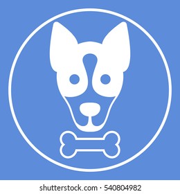 Dog with bone- logo, symbol, protect sign, icon. Meals for pet