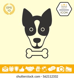 Dog with bone- logo, symbol, protect sign, icon. Meals for pet