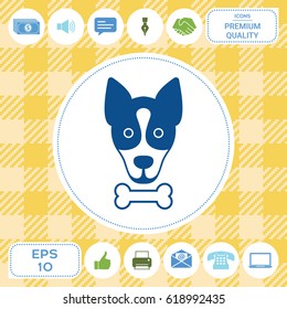 Dog with bone- logo, symbol, protect sign, icon. Meals for pet