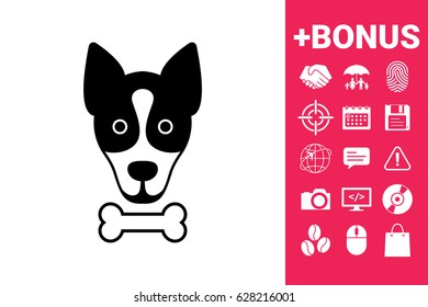 Dog with bone- logo, symbol, protect sign, icon. Meals for pet