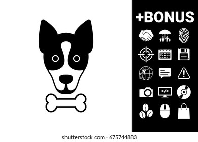Dog with bone- logo, symbol, protect sign, icon. Meals for pet