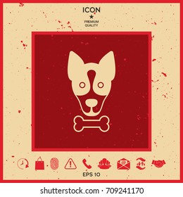 Dog with bone- logo, symbol, protect sign, icon. Meals for pet