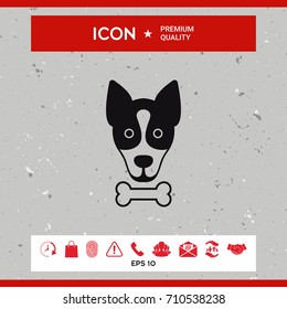 Dog with bone- logo, symbol, protect sign, icon. Meals for pet