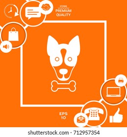 Dog with bone- logo, symbol, protect sign, icon. Meals for pet