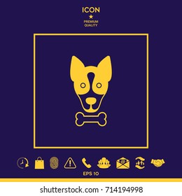 Dog with bone- logo, symbol, protect sign, icon. Meals for pet