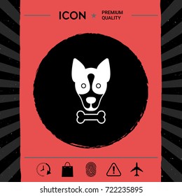 Dog with bone- logo, symbol, protect sign, icon. Meals for pet