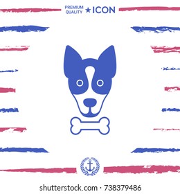 Dog with bone- logo, symbol, protect sign, icon. Meals for pet