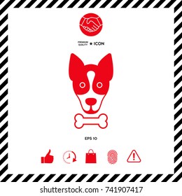Dog with bone- logo, symbol, protect sign, icon. Meals for pet