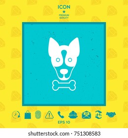 Dog with bone- logo, symbol, protect sign, icon. Meals for pet