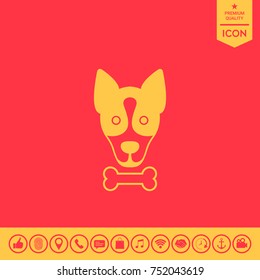 Dog with bone- logo, symbol, protect sign, icon. Meals for pet