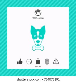 Dog with bone- logo, symbol, protect sign, icon. Meals for pet