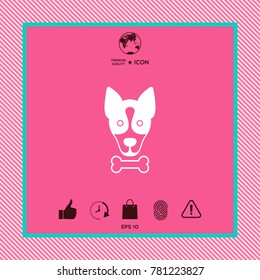 Dog with bone- logo, symbol, protect sign, icon. Meals for pet