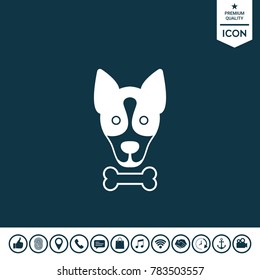 Dog with bone- logo, symbol, protect sign, icon. Meals for pet