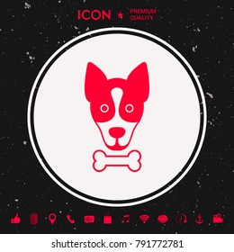 Dog with bone- logo, symbol, protect sign, icon. Meals for pet