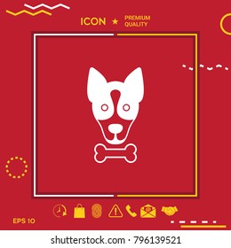 Dog with bone- logo, symbol, protect sign, icon. Meals for pet